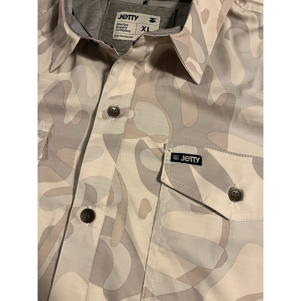 NEW Jerry Marine Supply Performance Camo Button Shirt XL Fishing Outdoors Boat